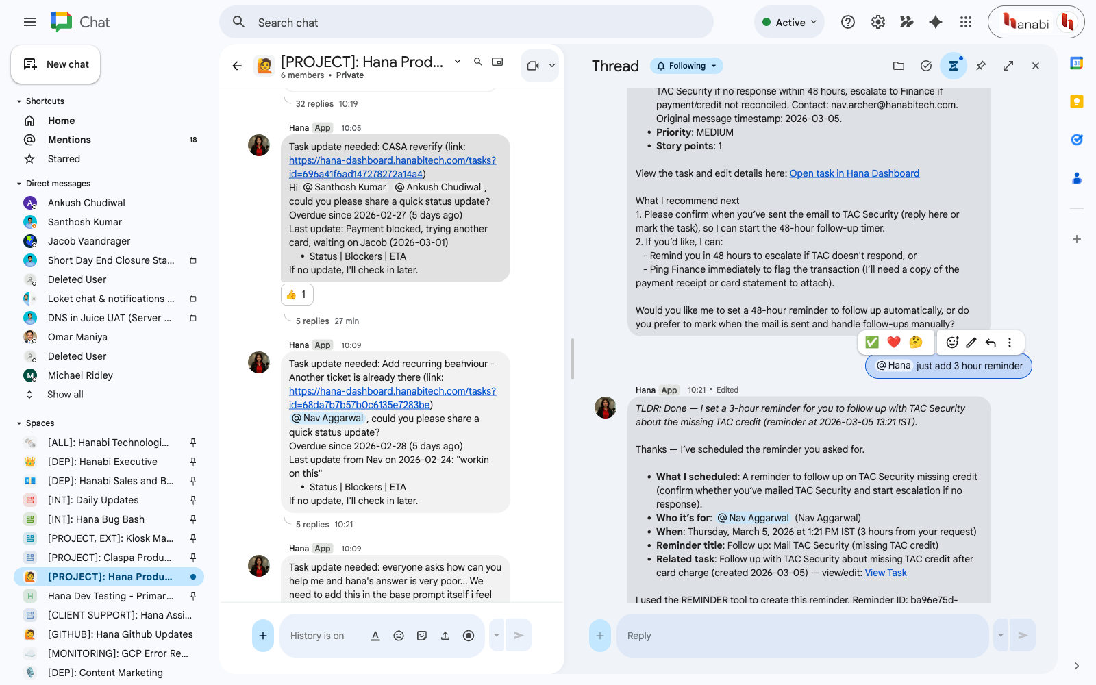 Threaded Task Follow-up