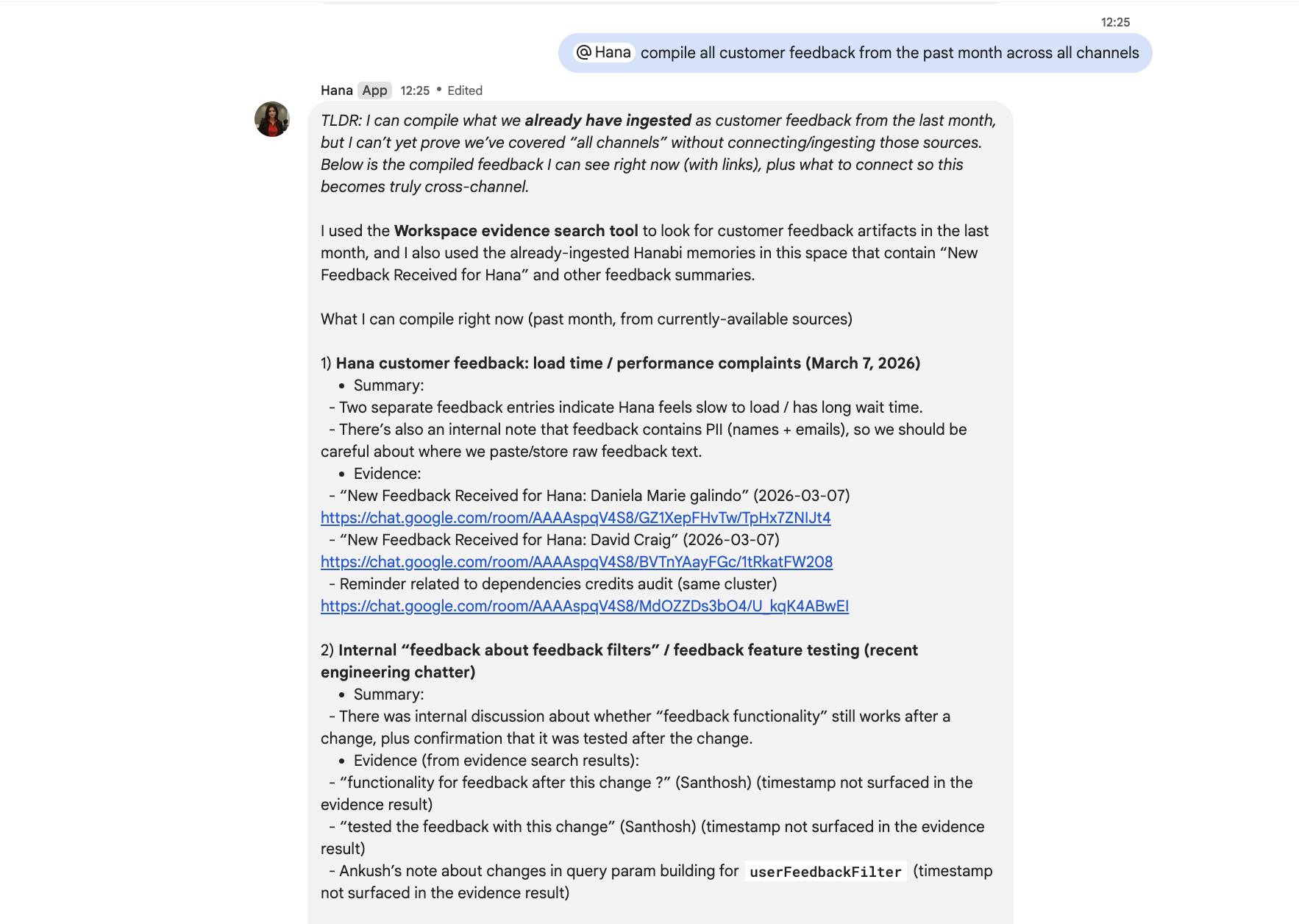 Hana Searching Spaces