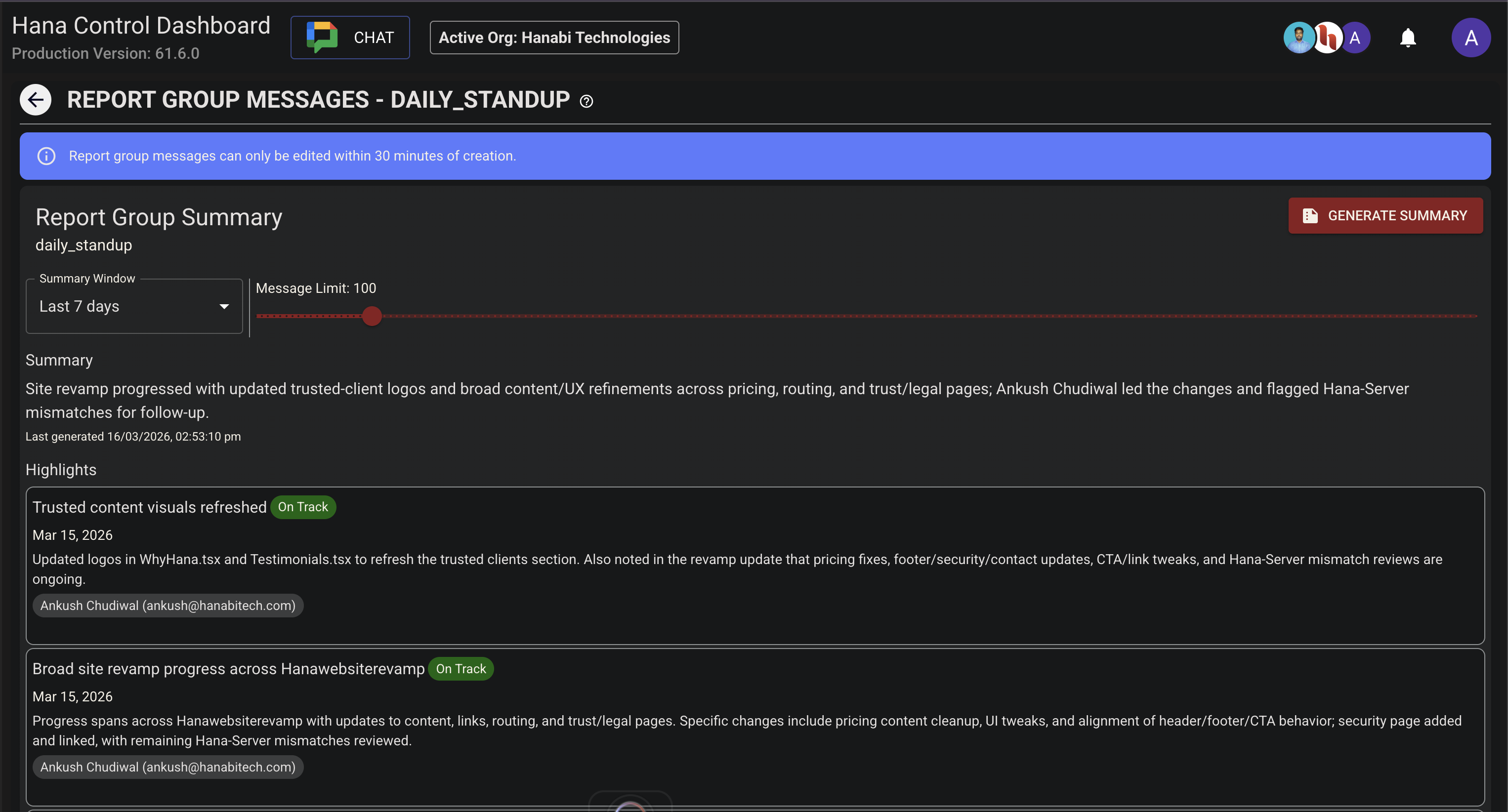 Group Report Summary